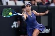 Li plays a forehand in the 2025 ASB Classic - Source: Getty